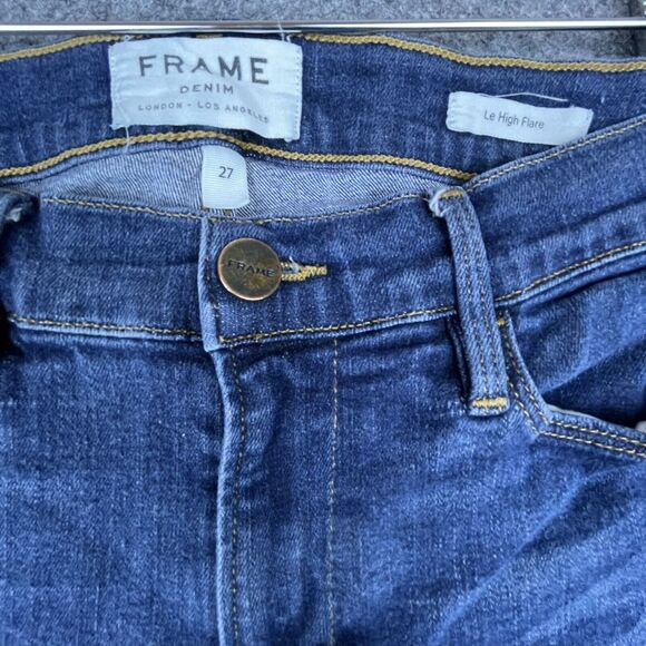 Frame Denim Jeans Womens 27 Le High Flare Raw Hem Boho Chic Hippie Retro Minimal - Picture 3 of 7